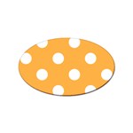 Polka Dots - White on Pastel Orange Sticker Oval (10 pack)