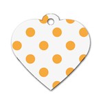 Polka Dots - Pastel Orange on White Dog Tag Heart (Two Sides)