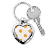 Polka Dots - Pastel Orange on White Key Chain (Heart)