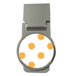 Polka Dots - Pastel Orange on White Money Clip (Round)