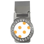 Polka Dots - Pastel Orange on White Money Clip (CZ)