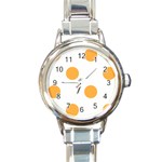 Polka Dots - Pastel Orange on White Round Italian Charm Watch