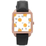 Polka Dots - Pastel Orange on White Rose Gold Leather Watch