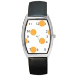 Polka Dots - Pastel Orange on White Barrel Style Metal Watch