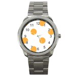 Polka Dots - Pastel Orange on White Sport Metal Watch