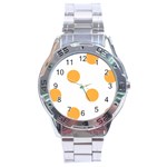 Polka Dots - Pastel Orange on White Stainless Steel Analogue Watch