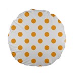 Polka Dots - Pastel Orange on White Standard 15  Premium Round Cushion