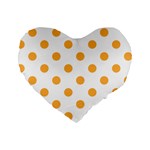 Polka Dots - Pastel Orange on White Standard 16  Premium Heart Shape Cushion