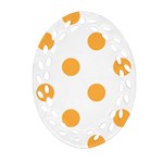 Polka Dots - Pastel Orange on White Ornament (Bell) Ornament (Oval Filigree)