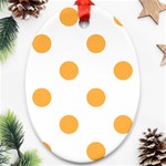 Polka Dots - Pastel Orange on White Oval Ornament (Two Sides)