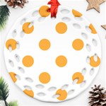 Polka Dots - Pastel Orange on White Round Filigree Ornament (Two Sides)