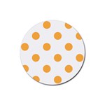 Polka Dots - Pastel Orange on White Rubber Round Coaster (4 pack)