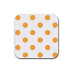 Polka Dots - Pastel Orange on White Rubber Coaster (Square)