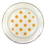 Polka Dots - Pastel Orange on White Porcelain Plate