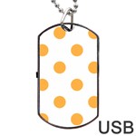Polka Dots - Pastel Orange on White Dog Tag USB Flash (Two Sides)
