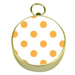 Polka Dots - Pastel Orange on White Gold Compass