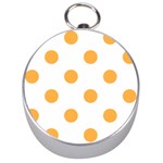 Polka Dots - Pastel Orange on White Silver Compass