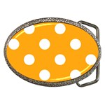 Polka Dots - White on Dark Tangerine Orange Belt Buckle