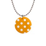 Polka Dots - White on Dark Tangerine Orange 1  Button Necklace