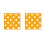 Polka Dots - White on Dark Tangerine Orange Cufflinks (Square)
