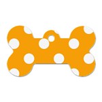 Polka Dots - White on Dark Tangerine Orange Dog Tag Bone (Two Sides)