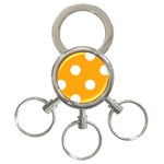 Polka Dots - White on Dark Tangerine Orange 3-Ring Key Chain