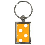 Polka Dots - White on Dark Tangerine Orange Key Chain (Rectangle)