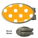 Polka Dots - White on Dark Tangerine Orange Money Clip (Oval)