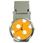 Polka Dots - White on Dark Tangerine Orange Money Clip Watch