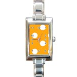Polka Dots - White on Dark Tangerine Orange Rectangle Italian Charm Watch