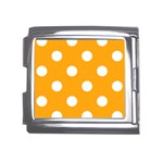 Polka Dots - White on Dark Tangerine Orange Mega Link Italian Charm (18mm)