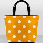 Polka Dots - White on Dark Tangerine Orange Bucket Bag