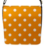 Polka Dots - White on Dark Tangerine Orange Flap Closure Messenger Bag (S)