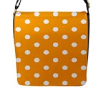 Polka Dots - White on Dark Tangerine Orange Flap Closure Messenger Bag (L)