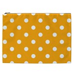 Polka Dots - White on Dark Tangerine Orange Cosmetic Bag (XXL)