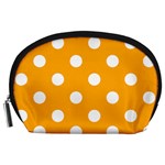 Polka Dots - White on Dark Tangerine Orange Accessory Pouch (Large)