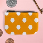 Polka Dots - White on Dark Tangerine Orange Mini Coin Purse
