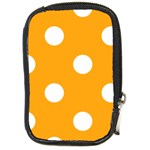 Polka Dots - White on Dark Tangerine Orange Compact Camera Leather Case