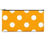 Polka Dots - White on Dark Tangerine Orange Pencil Case