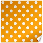 Polka Dots - White on Dark Tangerine Orange Canvas 16  x 16 