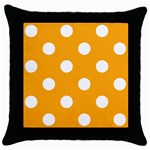Polka Dots - White on Dark Tangerine Orange Throw Pillow Case (Black)