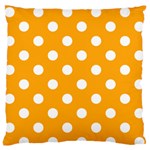 Polka Dots - White on Dark Tangerine Orange Large Flano Cushion Case (One Side)