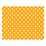 Polka Dots - White on Dark Tangerine Orange Double Sided Flano Blanket (Large)