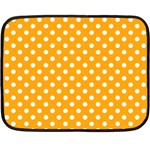 Polka Dots - White on Dark Tangerine Orange Double Sided Fleece Blanket (Mini)