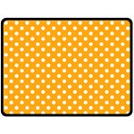 Polka Dots - White on Dark Tangerine Orange Fleece Blanket (Large) (One Side)
