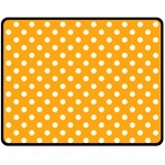 Polka Dots - White on Dark Tangerine Orange Fleece Blanket (Medium) (One Side)