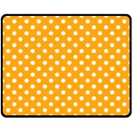 Polka Dots - White on Dark Tangerine Orange Double Sided Fleece Blanket (Medium) (Two Sides)