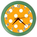Polka Dots - White on Dark Tangerine Orange Color Wall Clock