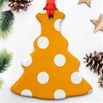 Polka Dots - White on Dark Tangerine Orange Ornament (Christmas Tree)
