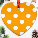 Polka Dots - White on Dark Tangerine Orange Ornament (Heart)